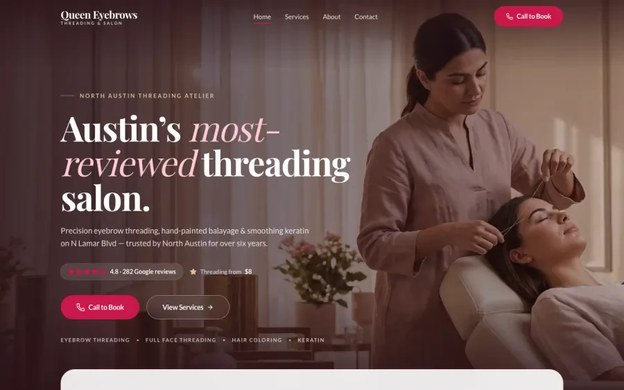 Queen Eyebrows Threading & Salon — Website Design