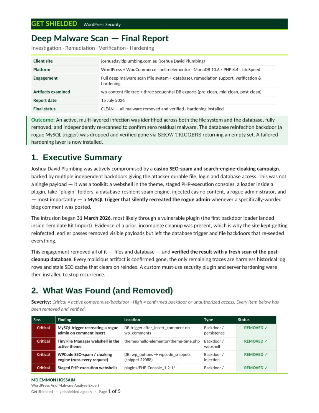 Report page 1