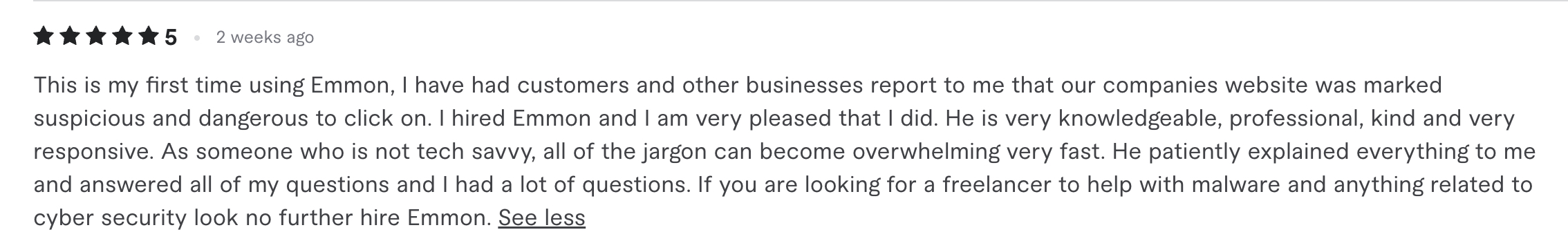 Fiverr client review 1