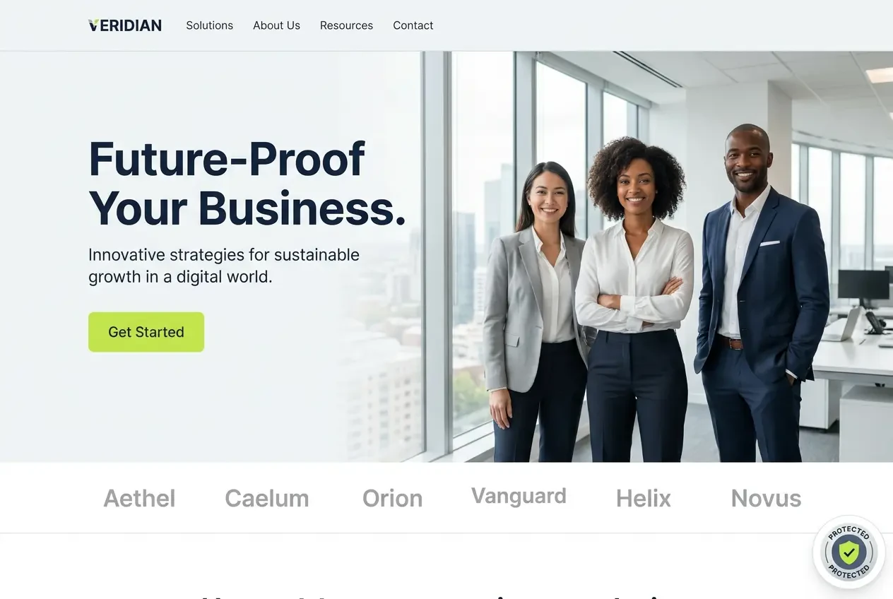 A live business website protected and managed by Get Shielded